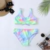 Tie Dye Girls Swimsuit Kids 7-16 Years Two Piece Children's Swimwear Ruched Front Bikini Set Teen Bathing Suit 2022 Beachwear