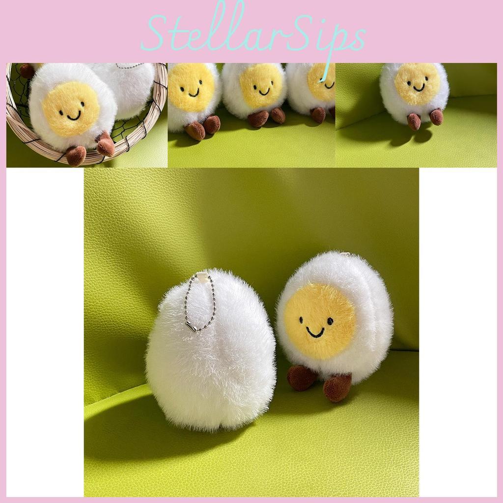 Crafted Boiled Beautifully Egg Plush Toy Colorful Smiling Face Keychain Everyone For