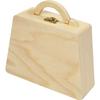 Wooden Handbag - 17.5 X 13.5 Cm - Beige - Coin Purse Clasp - Unisex