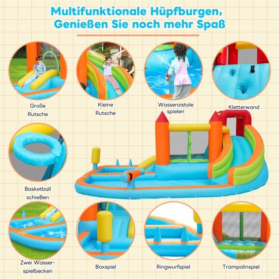 Outdoor Water Park Children Bouncy Castle Multifunctional with Inflatable Blower Double Slide Bouncing Castle