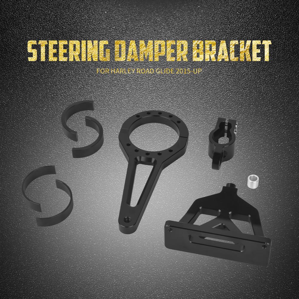 Motorcycle Steering Damper Bracket Shock Absorber Kit For Harley Road Glide 15-UP W/ Front Forks 54mm/58mm/49mm Suspension Parts