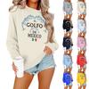 Женская мода повседневный принт повседневный длинный рукав круглый вырез толстовка топ