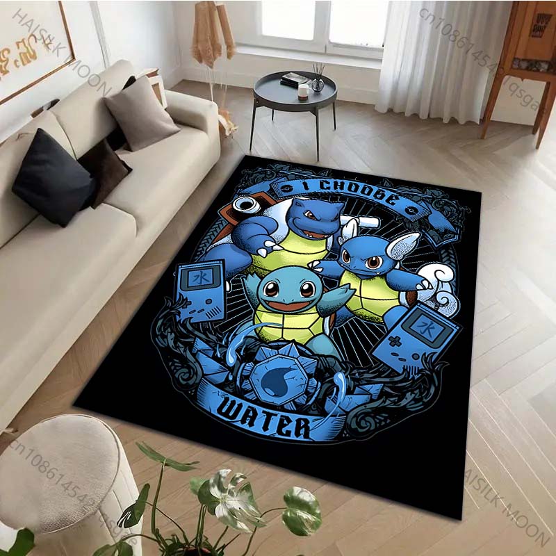 1PC Japanese Pokémon Squirtle Print Carpet for Living Room Bedroom Kid's Room Home Decor Area Rug Sofa Cloakroom Play Mat