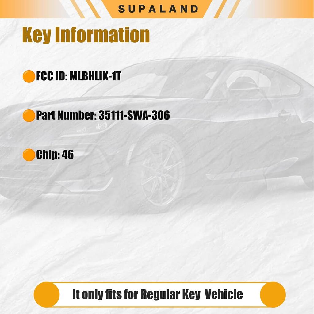 SUPALAND Key Fob Keyless Entry Fits for Honda CRV CRZ Fit Insight Accord Crosstour 2007 2008 2009 2010 2011 2012 2013 Remote Control Head Key