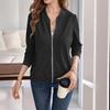 Осенние женские топы больших размеров, однотонные, с длинным рукавом, повседневная куртка