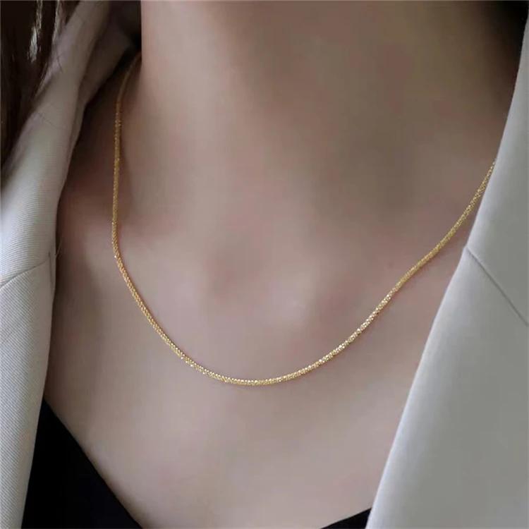 Kpop Style Shiny Chain Necklace Women Elegant Fashion Clavicle Choker Silver Color Sparkling Wedding Party Gift Trending Jewelry