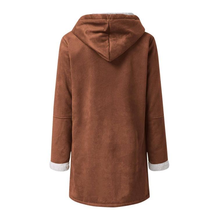 Women Casual Fashion Outerwear Long Sleeve Hooded Jacket Coat Autumn Winter Solid Color Print