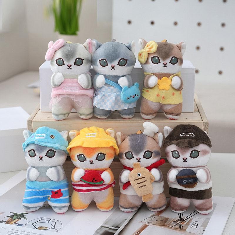 14pcs/lot 14cm Cute Shark Cat plush toys keyring key chain pendants animal cat dolls one week gifts