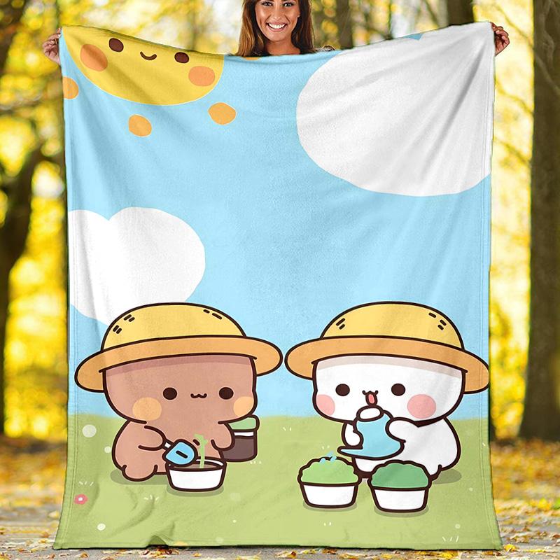 1pc Yier BuBu Bear3 Theme Blanket - Digital Print, Polyester, Cozy for All Seasons, Perfect for Outdoor, Camping, and Travel
