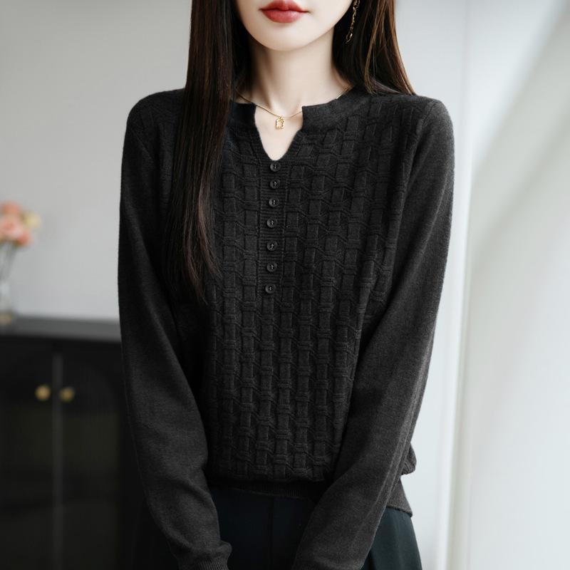 Женский вязаный пуловер с V-образным вырезом, длинным рукавом, классического кроя, с геометрическим принтом, повседневный топ для многослойности