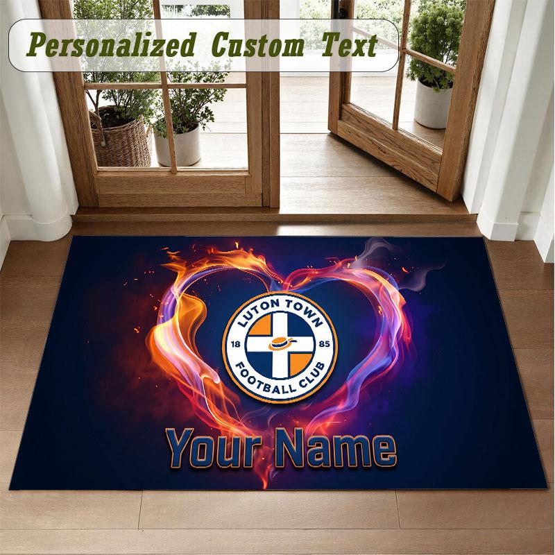 Crystal Velvet Square Rug Custom NameLuton Town Pattern Non Slip Home Floor Decor Rug