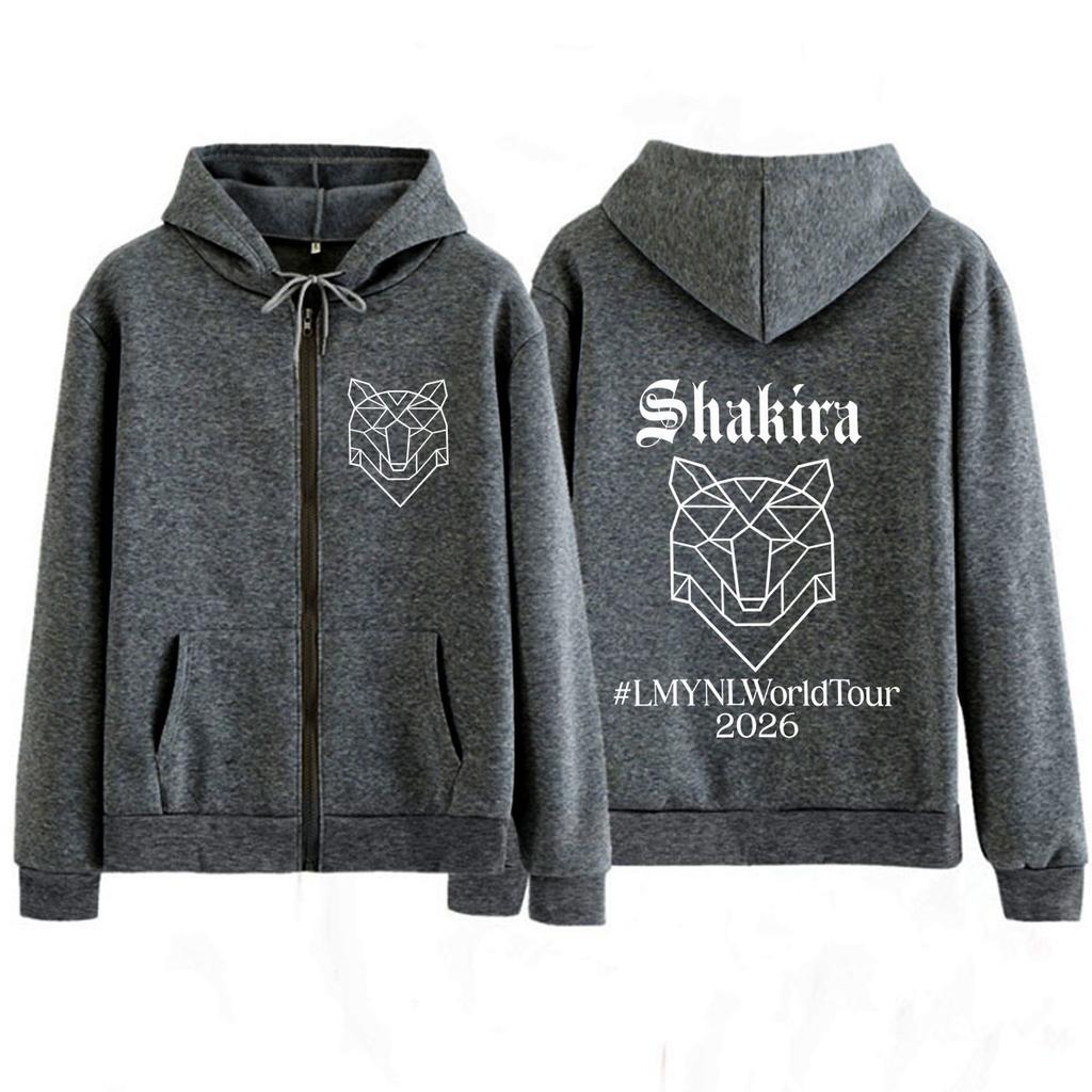 Shakira Las Mujeres Ya No Lloran Album Tour Print Zipper Hoodie Men Women Fashion Long Sleeves Loose Casual Zip Up Jacket