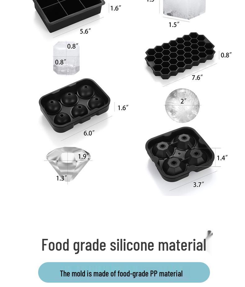 Diamond & Round Ice Cube Tray Set: 37-Grid Honeycomb and 6-Hole Sphere Mold