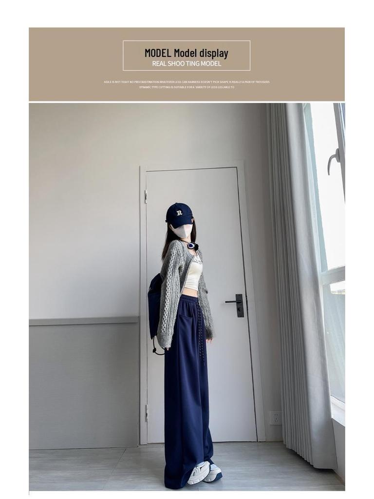 Белые брюки с высокой посадкой и широкими штанинами: Весна/Осень 2025 - Утягивающие, Свободные, Трикотажные брюки в пол для женщин