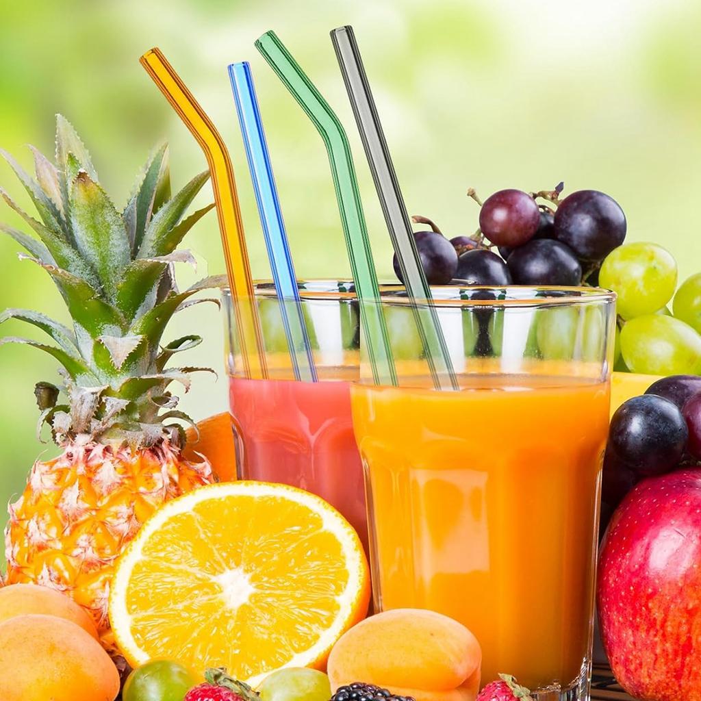 50 шт. разноцветных многоразовых стеклянных трубочек длиной 20 см. Экологичные трубочки для смузи, трубочки для коктейлей, принадлежности для напитков, барная посуда