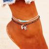 2024 богемные многослойные кожаные цепочки для ног, пляжные ножные браслеты, очаровательные вечерние подарки, ювелирные изделия