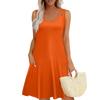 Летние платья для женщин Пляжный Бохо Без рукавов Принт Струящиеся Карманы Футболки Сарафаны