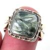 Natural Seraphinite Gemstone Handmade 925 Sterling Silver Two Tone Ring S.8 R3q72