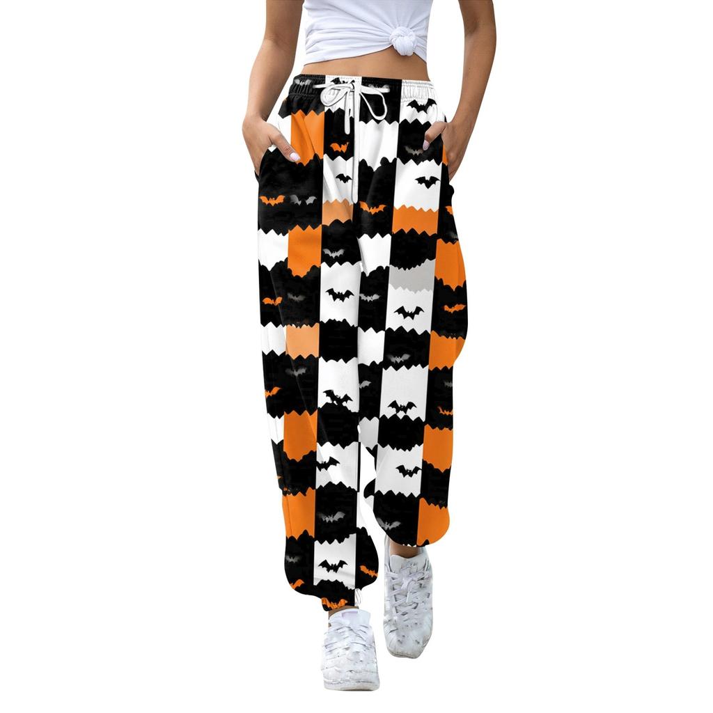 Women's Sports Pants With Pockets Fashion Print Elastic Waist Pants Casual Sweatpants Pants