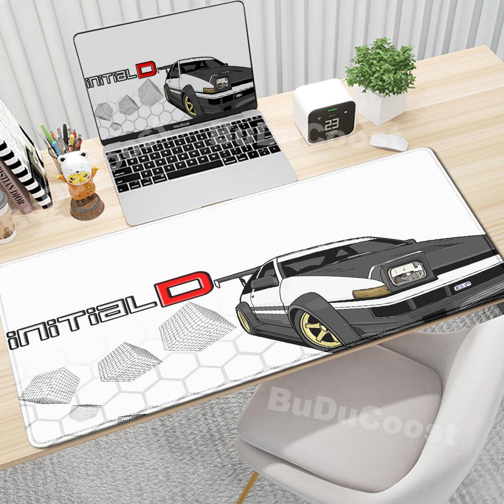 Gaming Mouse Pad Non-slip Mausepad Anime Initial D Keyboard Mats Large Office Deskmat Black And White Art Rubber Mice Pad Carpet