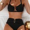 European and American Sexy Bikini Swimsuit Women's Tight Chest Gathered Halter Swimsuit
