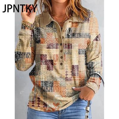 JPNTKY Женская мода Повседневная толстовка с капюшоном и воротником-поло с длинным рукавом