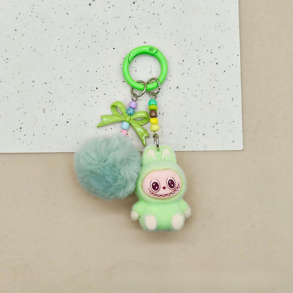 Three-dimensional Flocking Keychain Pendant Cute Bag Accessories Doll Cartoon Ornament
