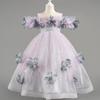 2025 Новое платье-халат для детей 4-12 лет, платье принцессы, свадебное платье для девочек-цветочниц, модное вечернее платье, кружевная сетка, элегантная одежда для девочек