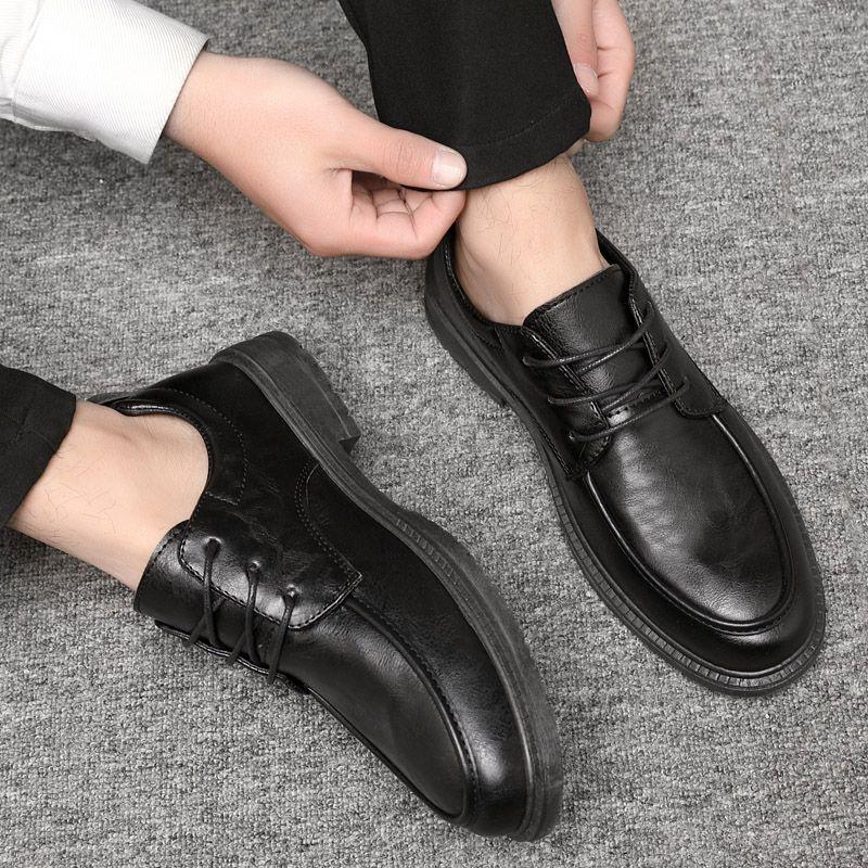 Spring and Summer Leather Shoes Men's Versatile Men's Shoes Casual Shoes Heightening Chef Shoes Black Work Shoes Martin Shoes Men
