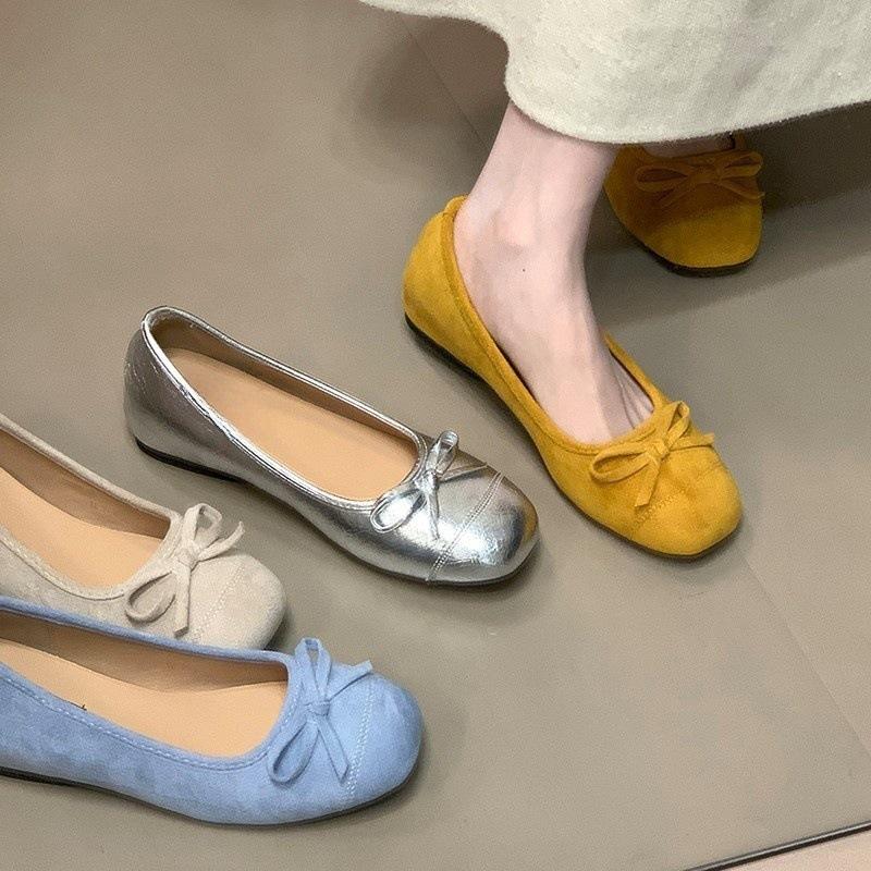 Not Tired Feet Mary Jane Shoes Bow Retro Ballet Shoes 2025 New Inner Height Increase Single Shoes Women