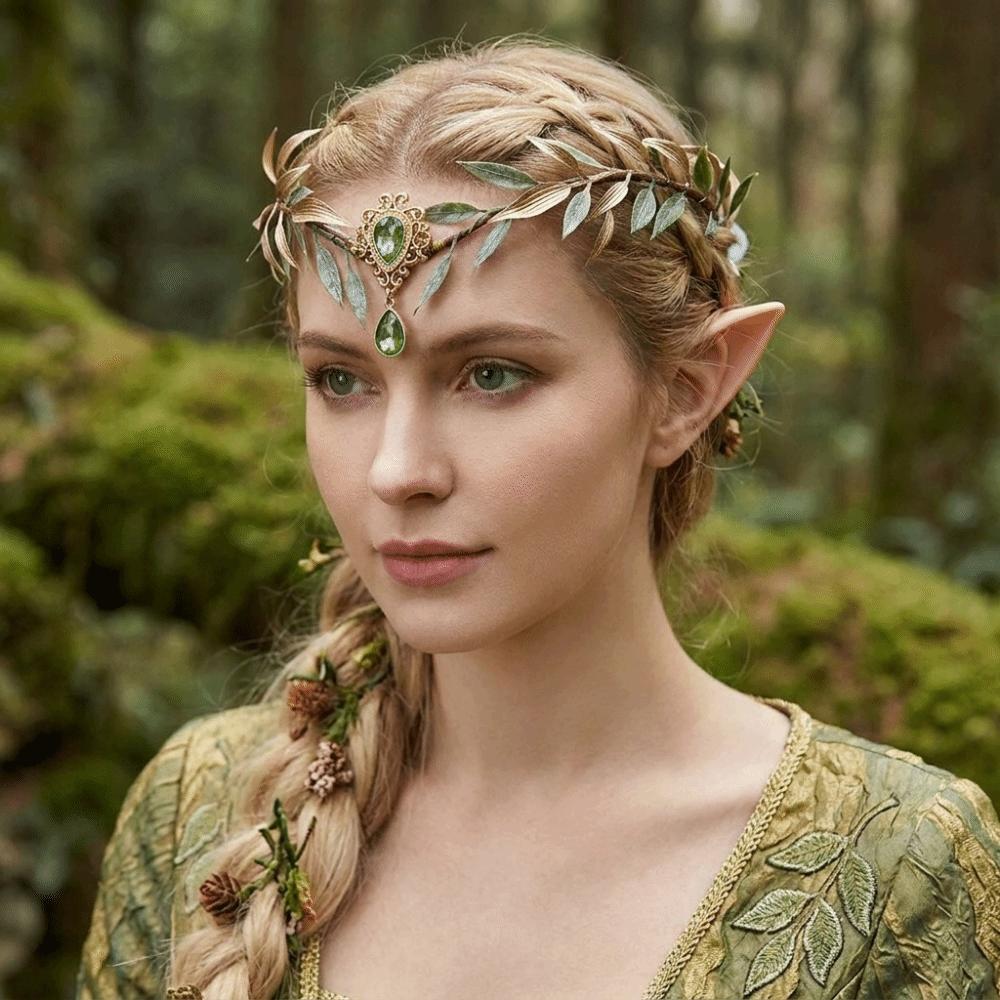 Simulate Tree Leaves Floral Headband Leaf Wreath Elven Princess Tiara Forest Garland Tiara  Wedding