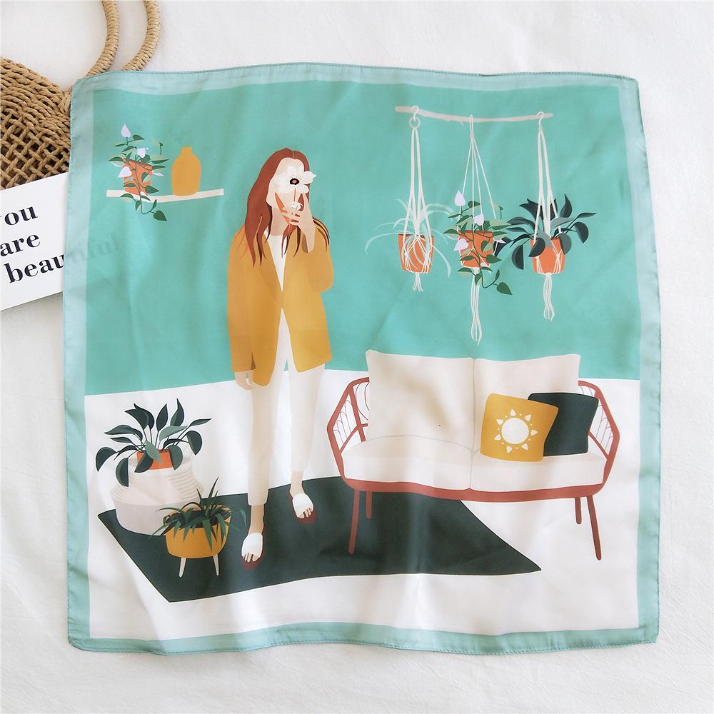 53CM Silk Scarf Small Square Scarf Versatile For Women Spring And Autumn Thin Design Fashionable And Stylish Decorative Scarf Professional Flight