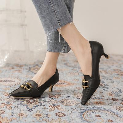 GF8-1 винтажные туфли-лодочки женские 2025 лето новая британский ретро-стиль маленькие кожаные туфли французские шпильки высокий каблук