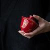 Red Ceramic Teacup Porcelain Tea Tureen Handmade Orchid Bowl Chinese Kung Fu Gongfu Gaiwan Retro Teaware Drinkware Tea Ceremony