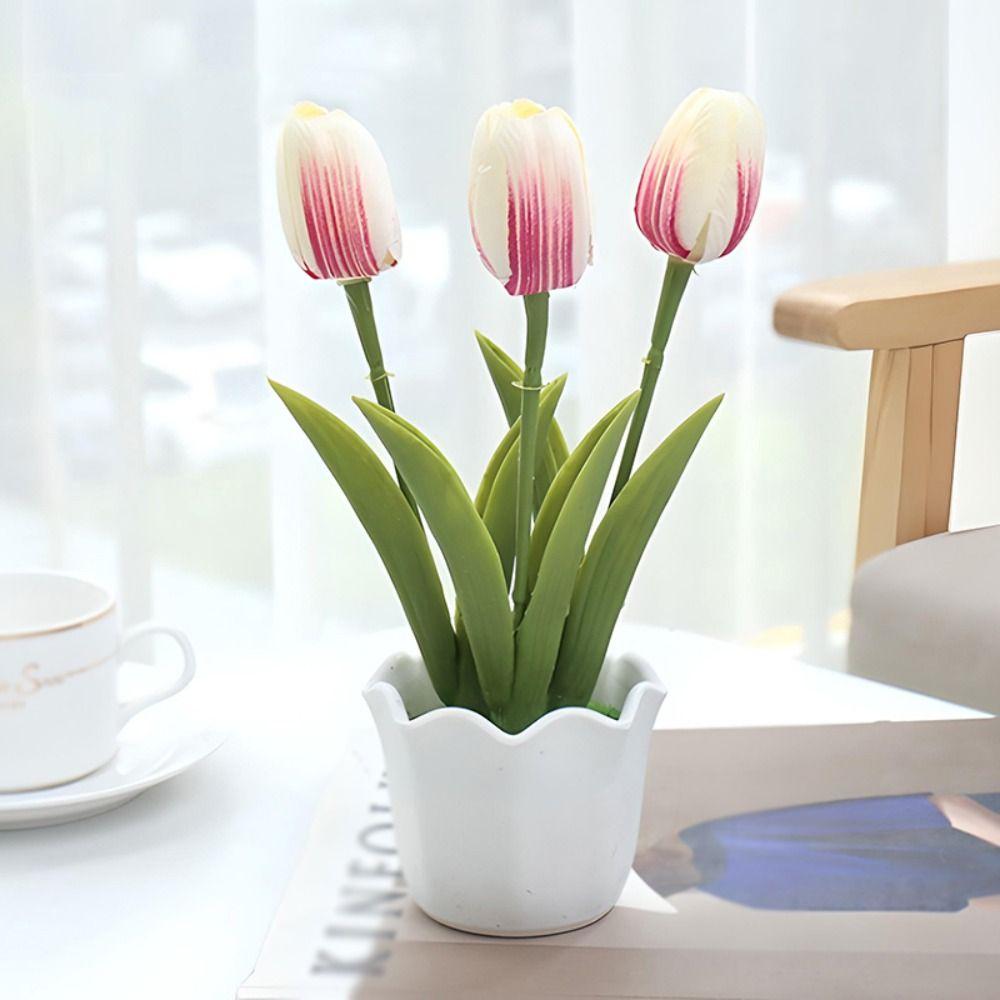 Имитация тюльпана Искусственные цветы тюльпана Искусственные растения Цветок тюльпана Бонсай Горшечные растения Главная