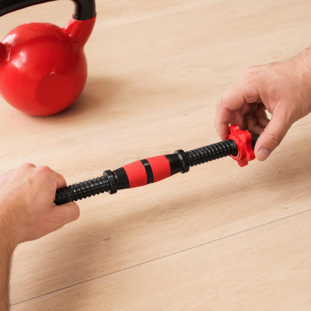 3PCS Steel Weight Bar Set Threaded Ends Black and Red Dumbbell Dumbbell Handle Set Home Gym
