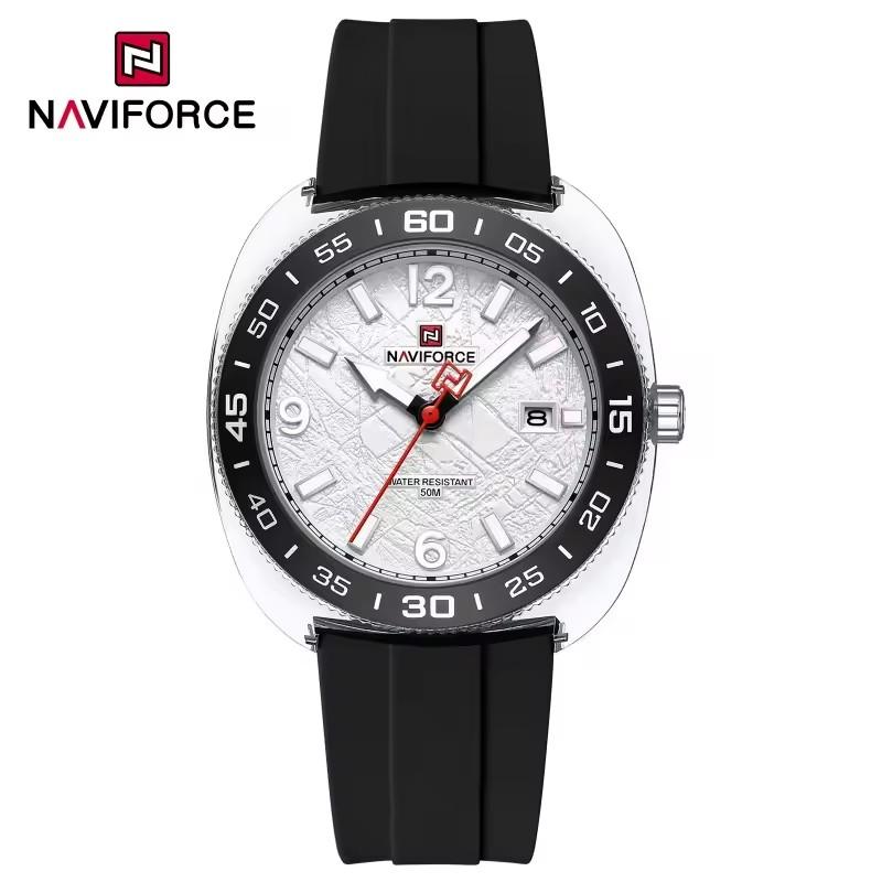 Мужские спортивные часы NAVIFORCE 7132 Модный тренд Отображение даты Светонакопительные стрелки Водонепроницаемость 5ATM Силиконовый ремешок Мужские кварцевые часы