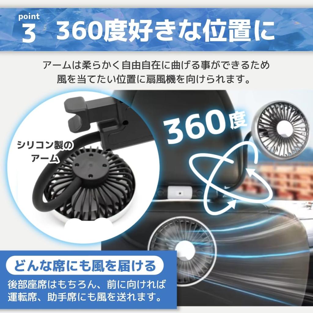 Car Car Double Powerful Heatstroke Back Seat Thickness Air Conditioner USB 360 Degrees Fan, Circulator, Fan, Fan, Airflow, Compact, Prevention,