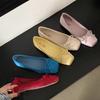 Shoes Grandma Shoes Flat Bottom Wind Square Head Shallow Mouth Ballet 2025 Sweet Beautiful Woman One Pedal Single Shoes Bow New