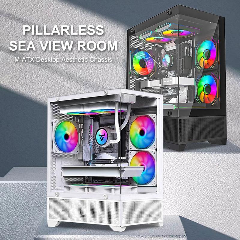 Мини-корпус для игрового компьютера M-Atx Itx Seaview Room 270° Полный обзор без стойки Настольный корпус Поддержка 240 СЖО Корпус для ПК