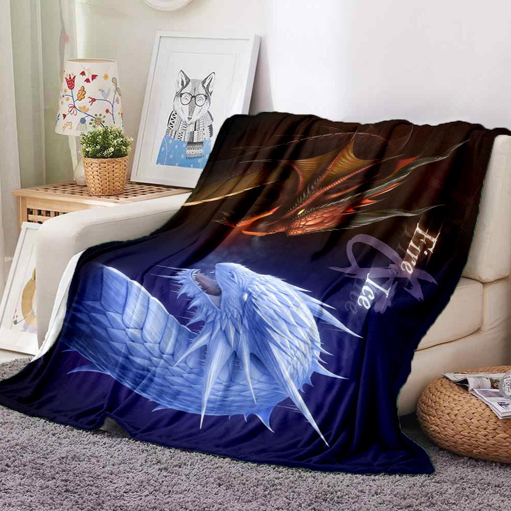 Fire Ice Dragons Flannel Blanket Throw Blanket Soft Warm Sofa Bed Camping Car home Decor Unique Christmas Gift C9302151
