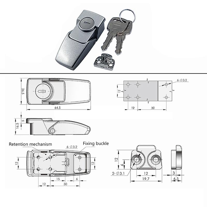 High Quality Cabinet Black Coated Metal Hasp Latch Dk604 Security Toggle Lock With Two Keys