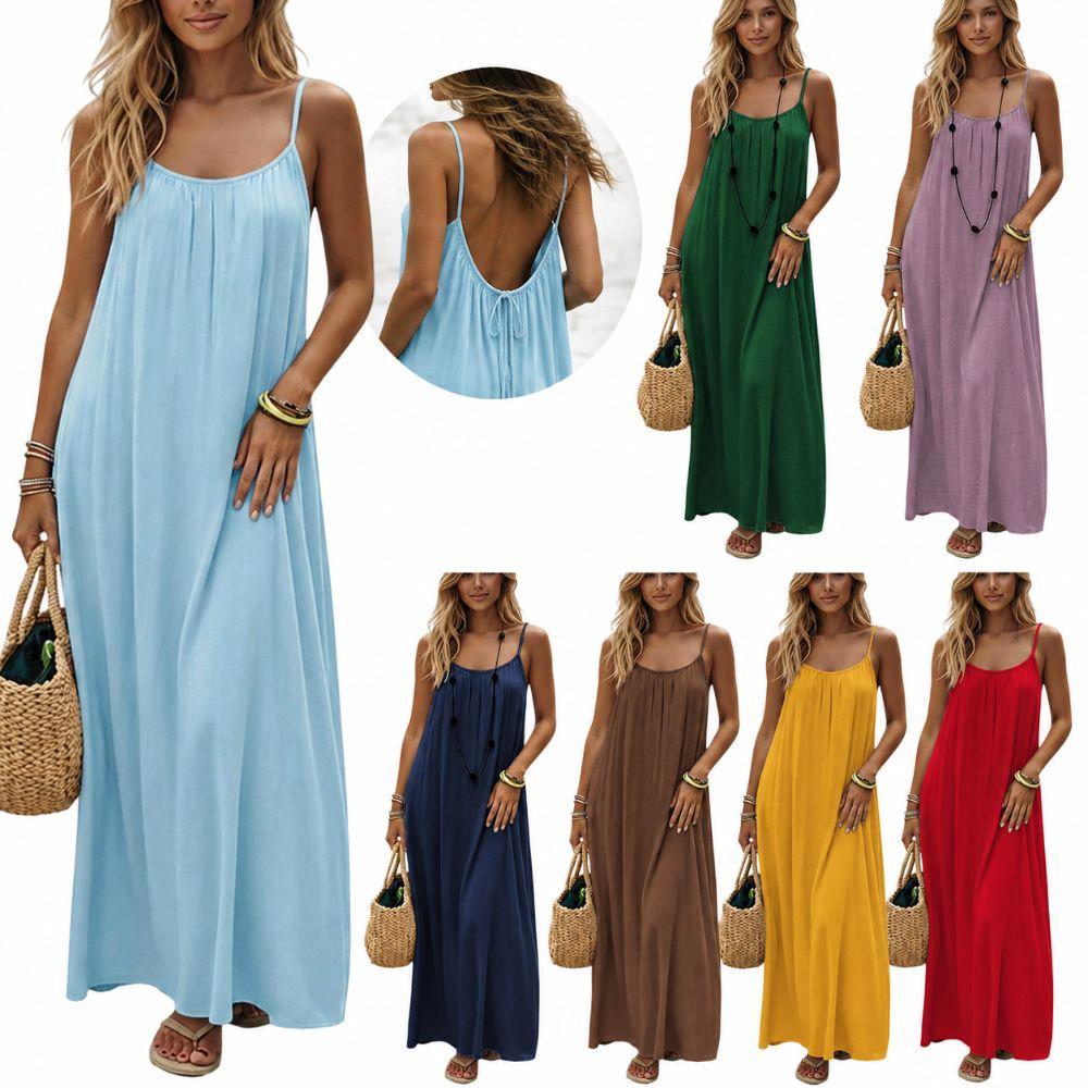 Comfortable Women's Crepe Maxi Dress Summer Long Dress for Beach Vacation