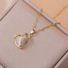 New Gold Color Stainless Steel Necklaces for Women Fashion Luxury Geometrically Irregular Heart-shaped Zircon Pendant Necklace Jewelry Clavicle Chain