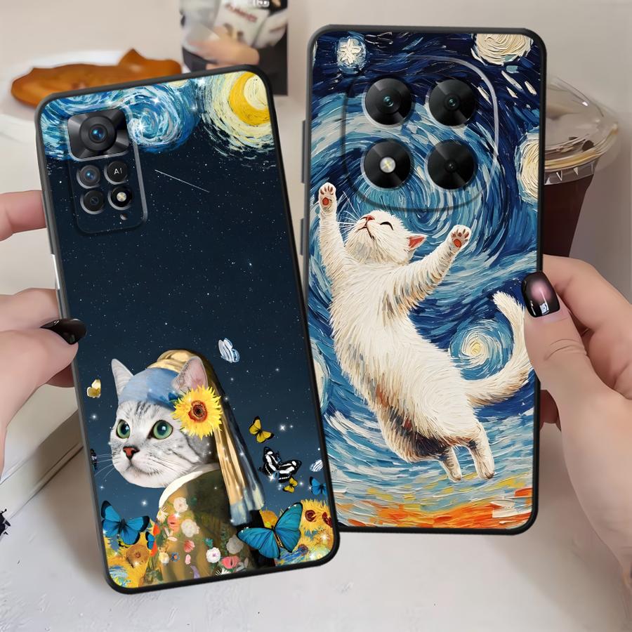 Милый Мультяшный Кот Чехол для Телефона для Xiaomi Redmi Note 14 13 Pro Plus 12C 13C K80 10 12 11 A1 A3 14C A4 A5 9 8 7 A1 A2 K40