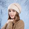 Зимняя теплая шерстяная шапка с наушниками для головы, женская вязаная шапка с большой окружностью головы