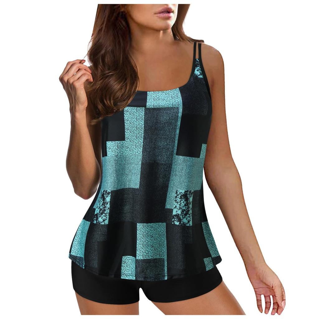 Женский раздельный модный напечатанный большой размер плоский костюм сексуальный с подкладкой на груди без стального бюстгальтера купальник