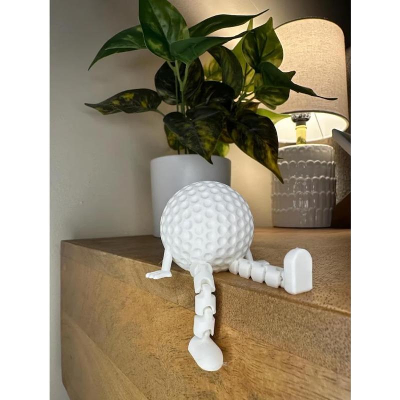 Sports Ball Figurine Collection,Miniatures Ball Sports Set with Articulated Leg, Funny 3D Printed Golf,Basketball,Soccer Desktop Decor,Office Desk