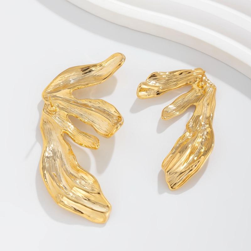 Преувеличенные металлические серьги-пусеты в виде гинкго билоба, модные серьги с узором ракушки в сладком и крутом стиле для девушек