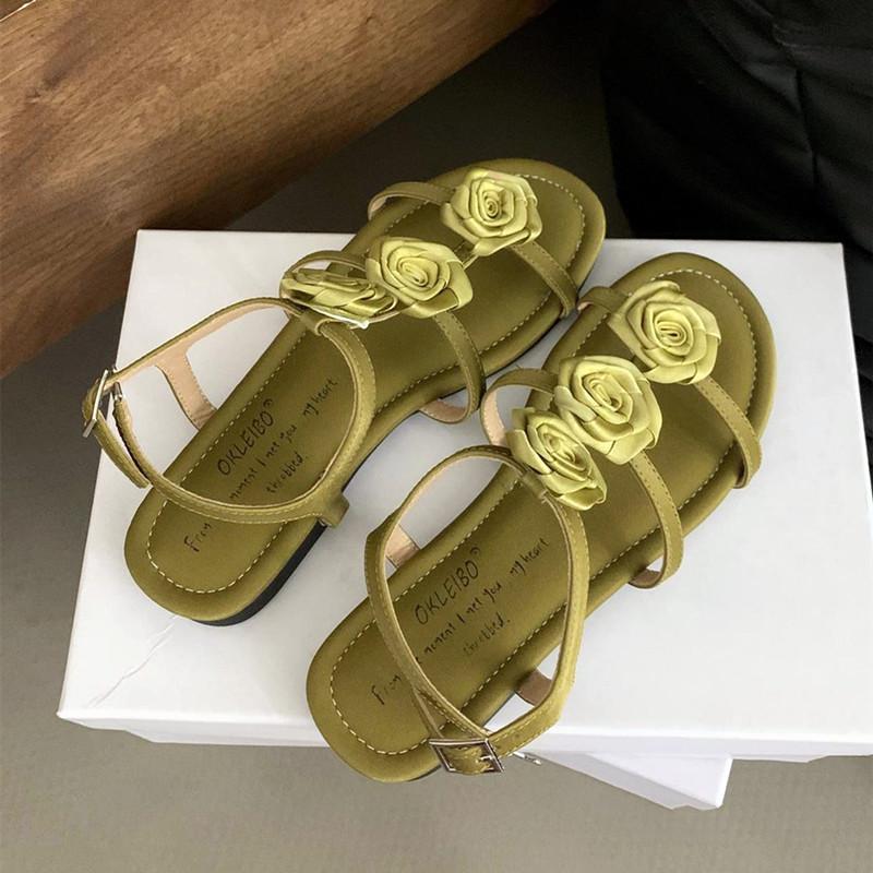 Fashion 2024 Summer New Open Toe Sandals Women Roman Style Cute Flat Sandals for Women Chunky Low Heel Wedge Design Elegant Dress Shoes